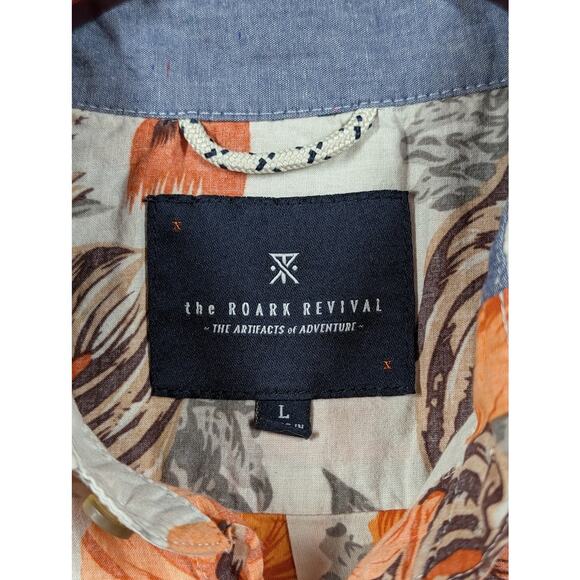 Roark Revival Mens Large Orange Hanoiian Button Up Short Sleeve Stretch - Picture 2 of 6